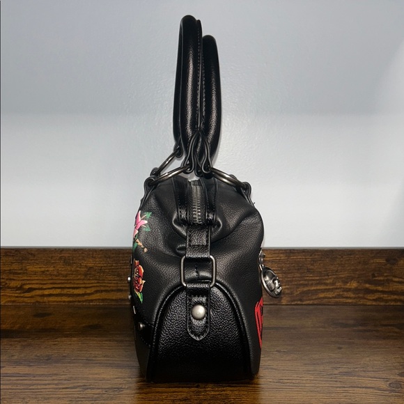 Ed Hardy Black and Pink Floral Satchel - Picture 3 of 11